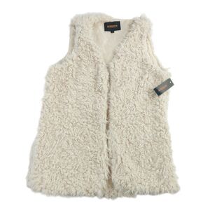 Ambiance Outerwear Women's Faux Fur Vest Cream Hook & Eye Size M NWT